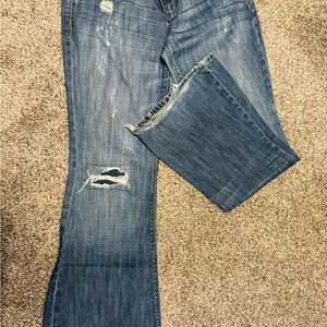 Stylish Blue Distressed Women's Jeans